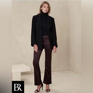 Banana Republic Vegan Leather Suede Brown Low-Rise Bootcut Jean